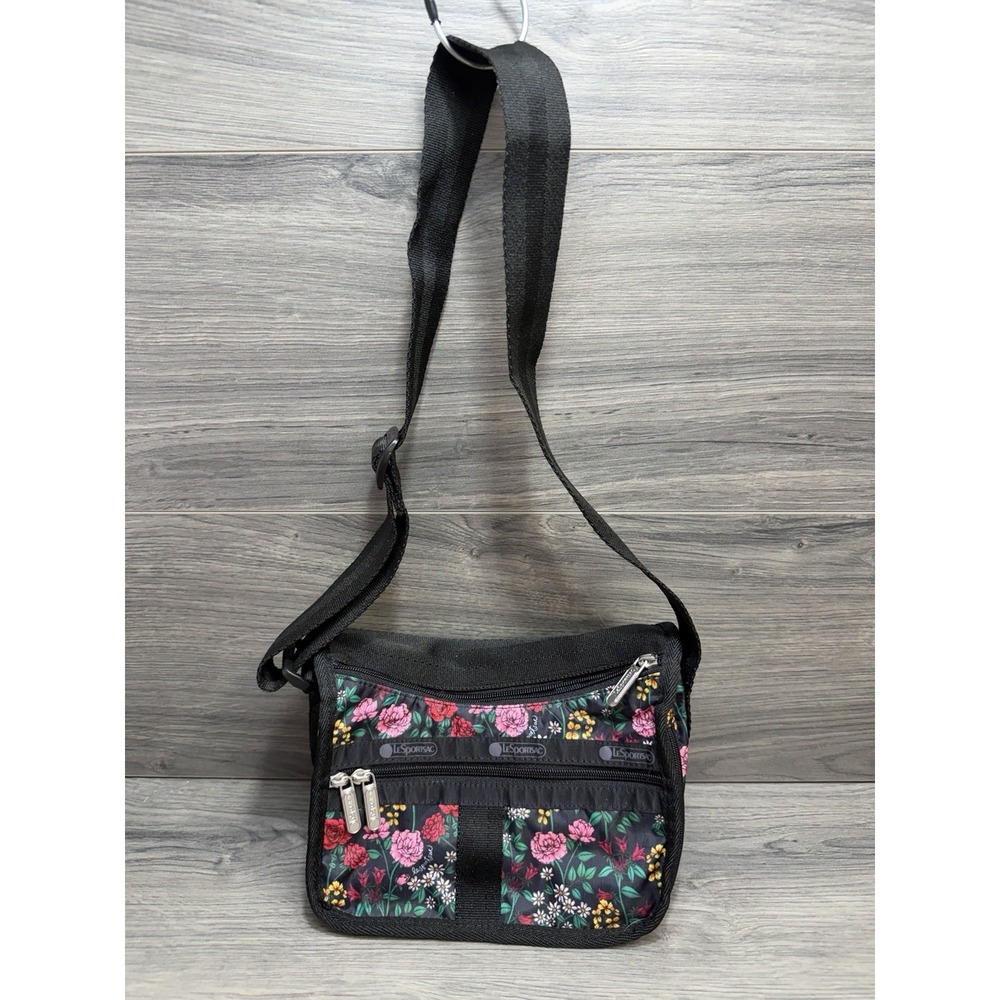 Lesportsac Everyday Bag Brilliant Botanical Floral Purse Crossbody Small Black